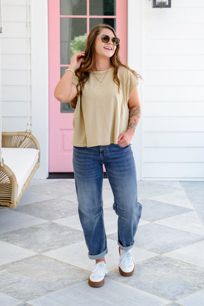 Mineral Wash Sleeveless Relaxed Fit Tank Top