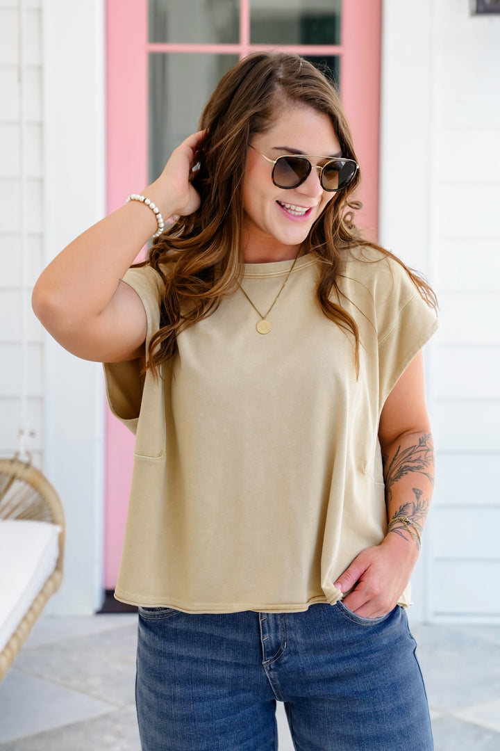 Mineral Wash Sleeveless Relaxed Fit Tank Top