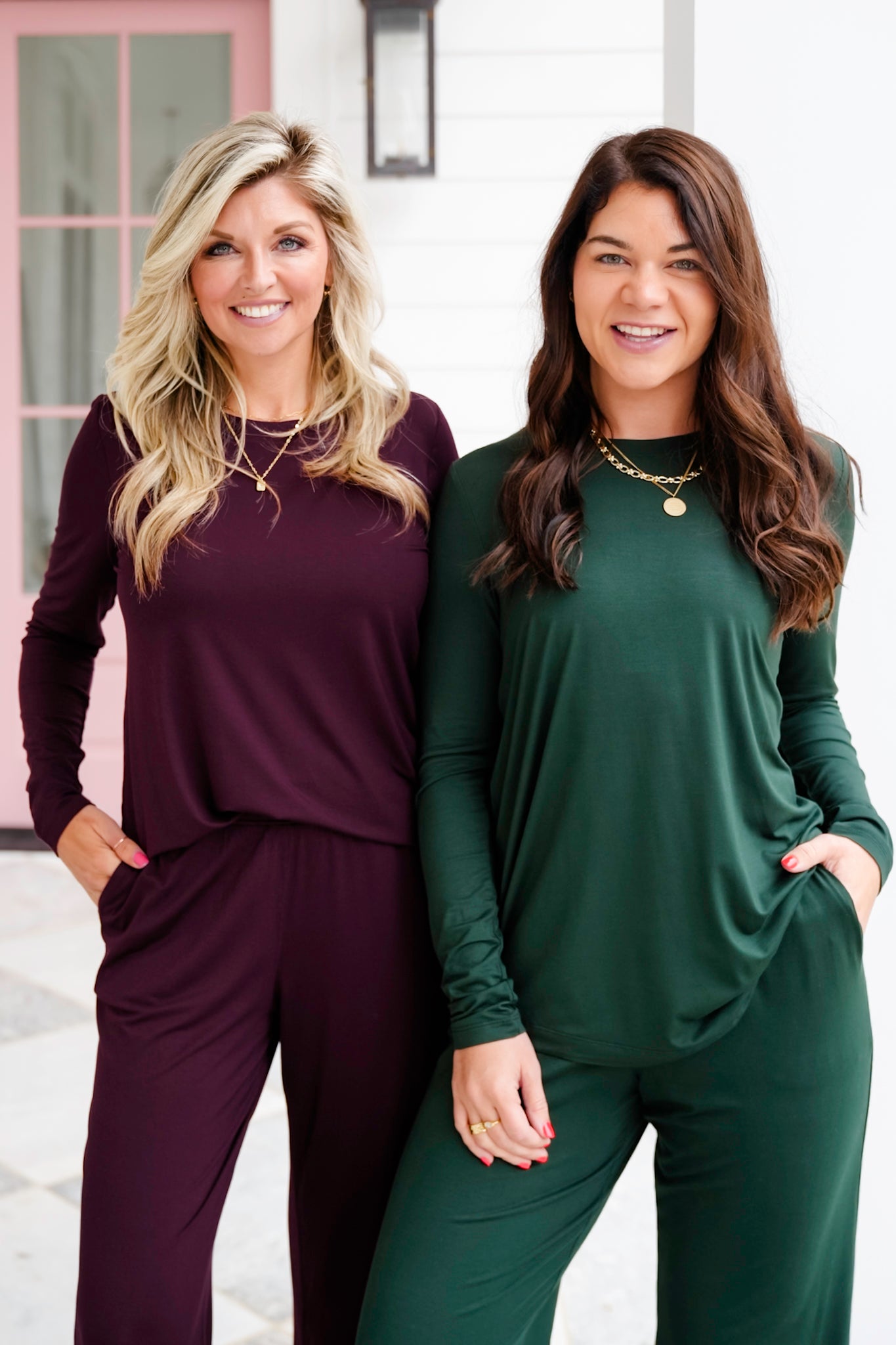 Plus/Reg Solid Long Sleeve Crew Neck Top