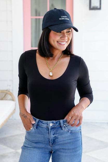 Solid Long Sleeve V Neck Double Layered Top