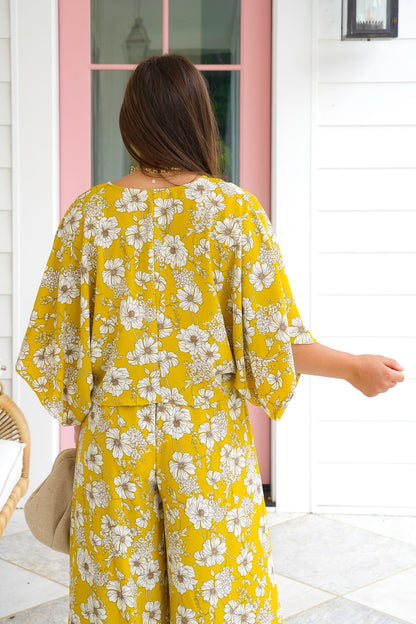 Floral Print Tie At Waist Kimono Top