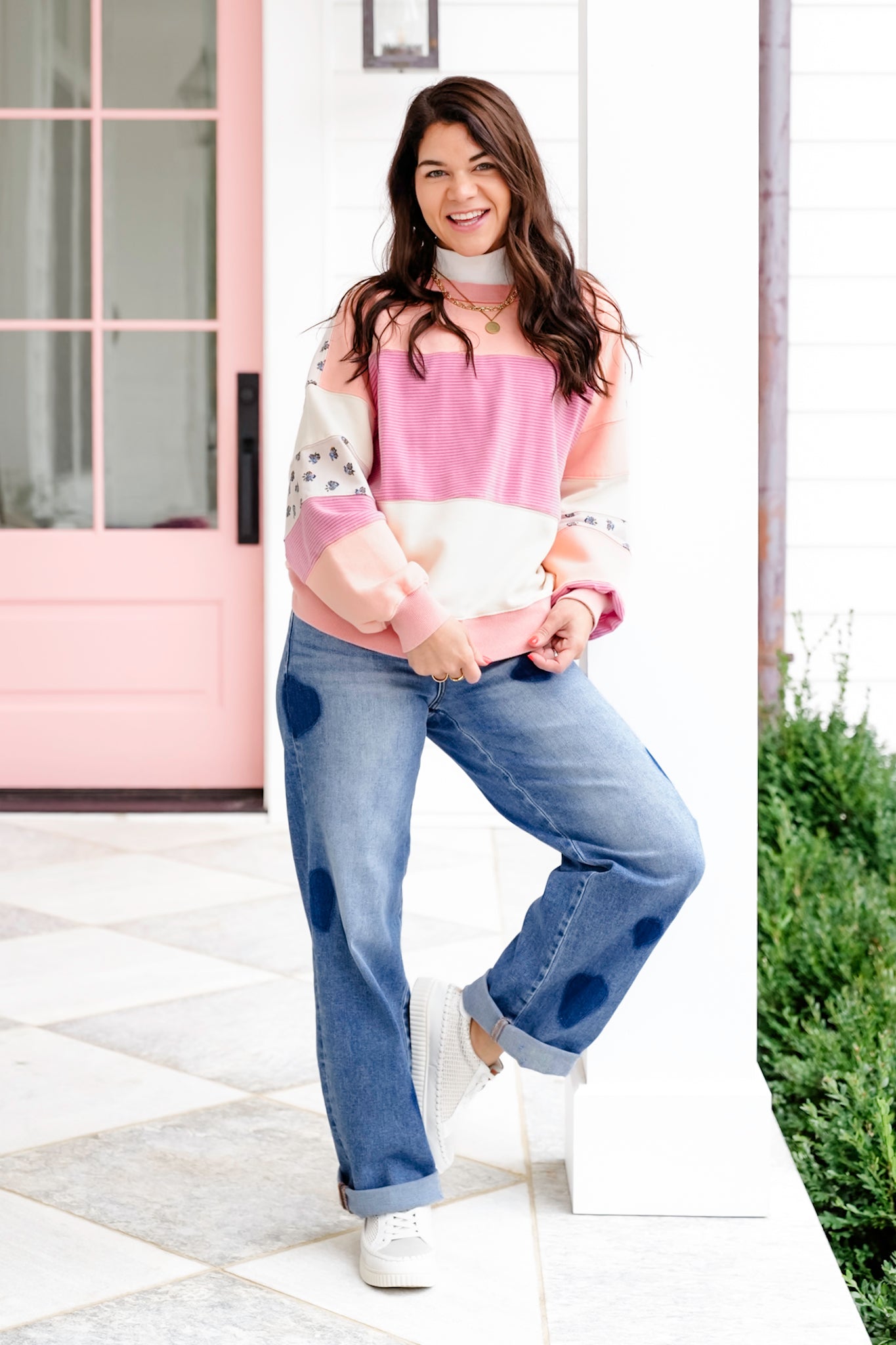 Color Block Long Sleeve Pullover Top