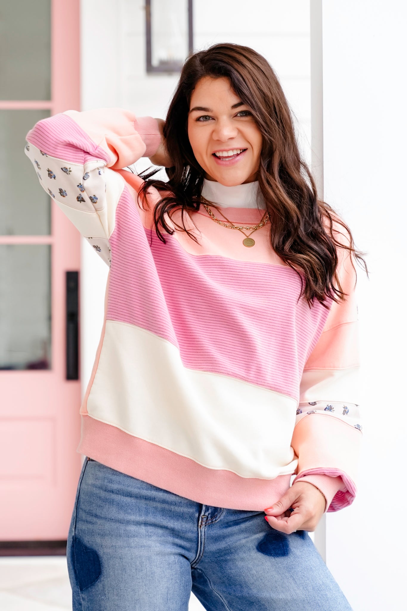 Color Block Long Sleeve Pullover Top