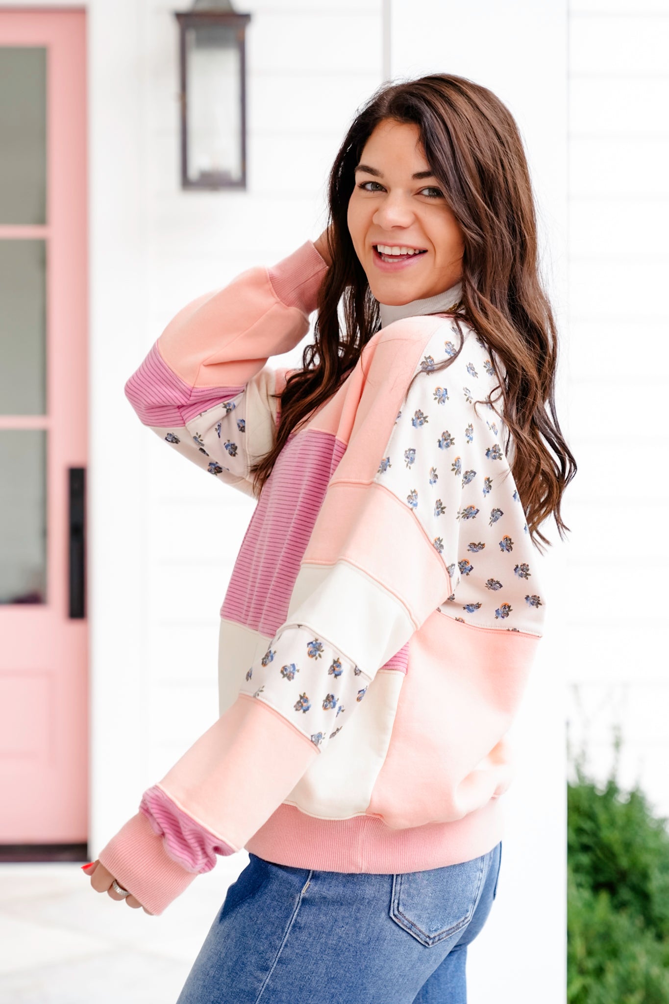 Color Block Long Sleeve Pullover Top