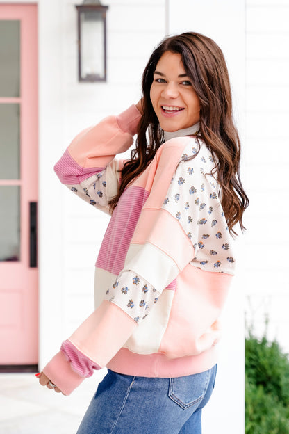 Color Block Long Sleeve Pullover Top