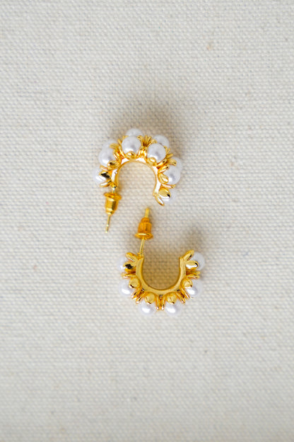 Treasure Jewels Pearls and Gold Hoops