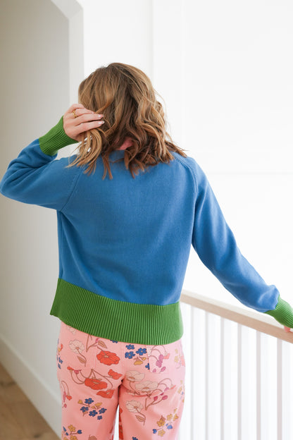 Color Block Long Sleeve Button Down Cardigan