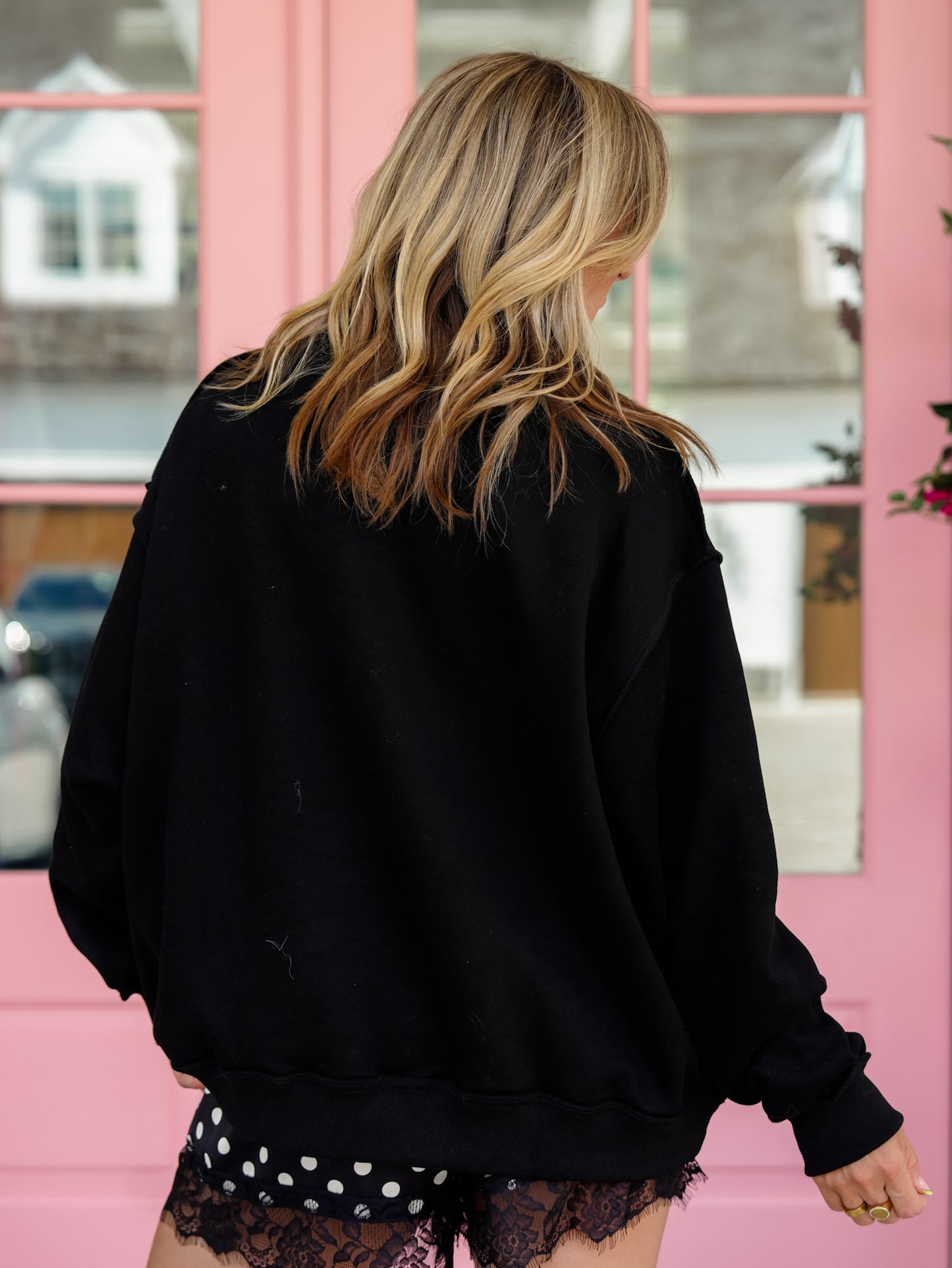 Reversible Long Sleeve Haunted/Spooky Mock Neck Graphic Sweatshirt