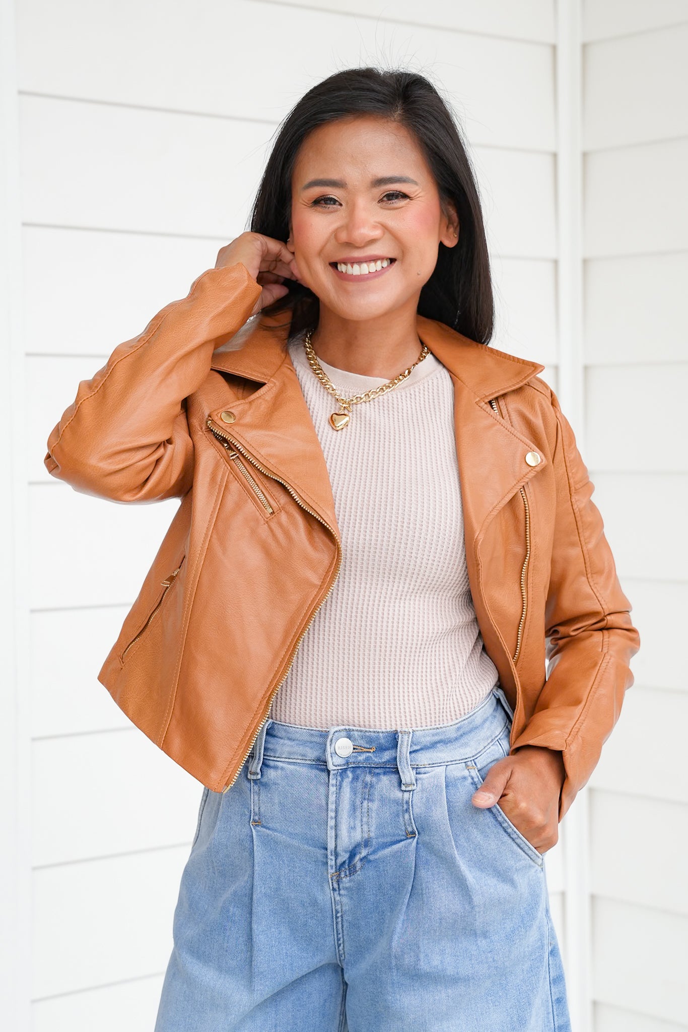 Mineral Wash Long Sleeve Waffle Knit Top