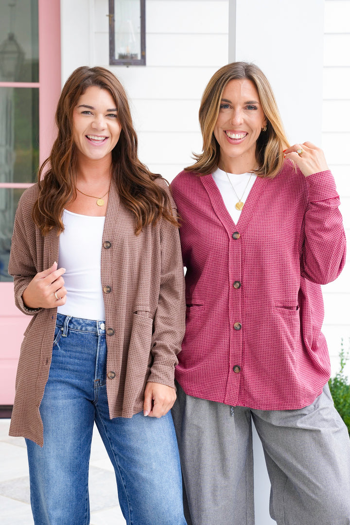Door Buster! Plus/Reg Long Sleeve Thermal Knit Button Down Cardigan