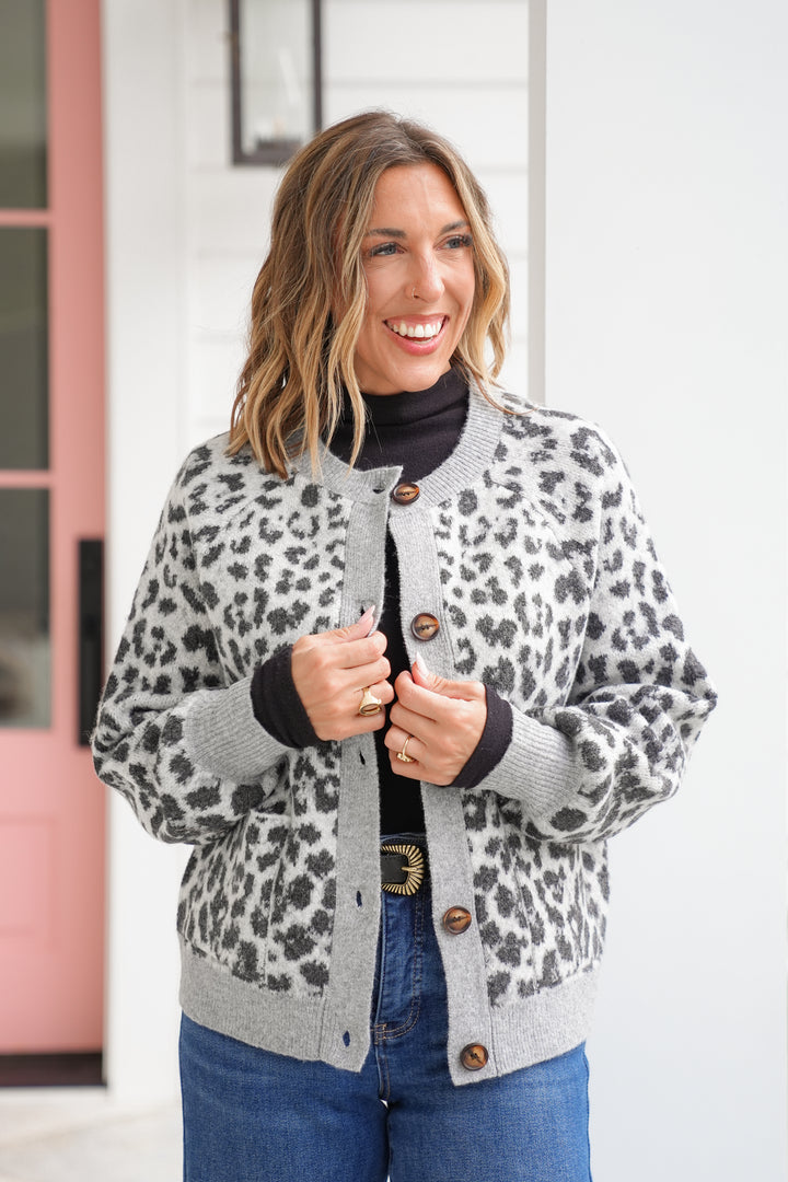 Leopard Long Sleeve Button Down Cardigan