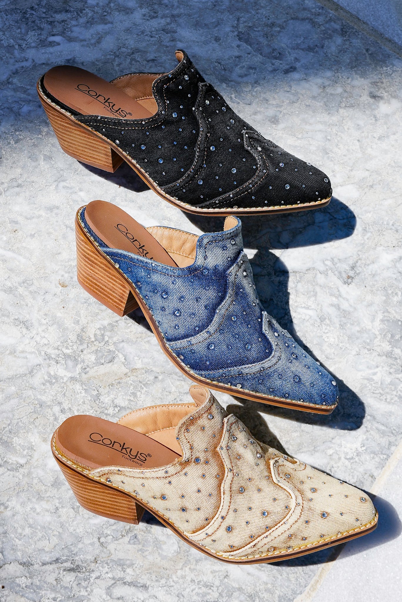 Corky's "Tex Mex" Rhinestone Chunky Heeled Western Mule