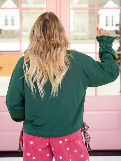 Merry Paid Bow Holiday Long Sleeve Sweatshirt - Freckled Poppy