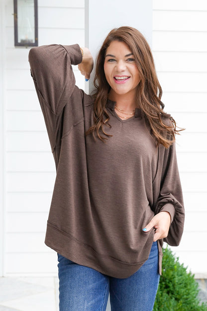 Door Buster! Plus/Reg Long Sleeve V Neck Tunic Top