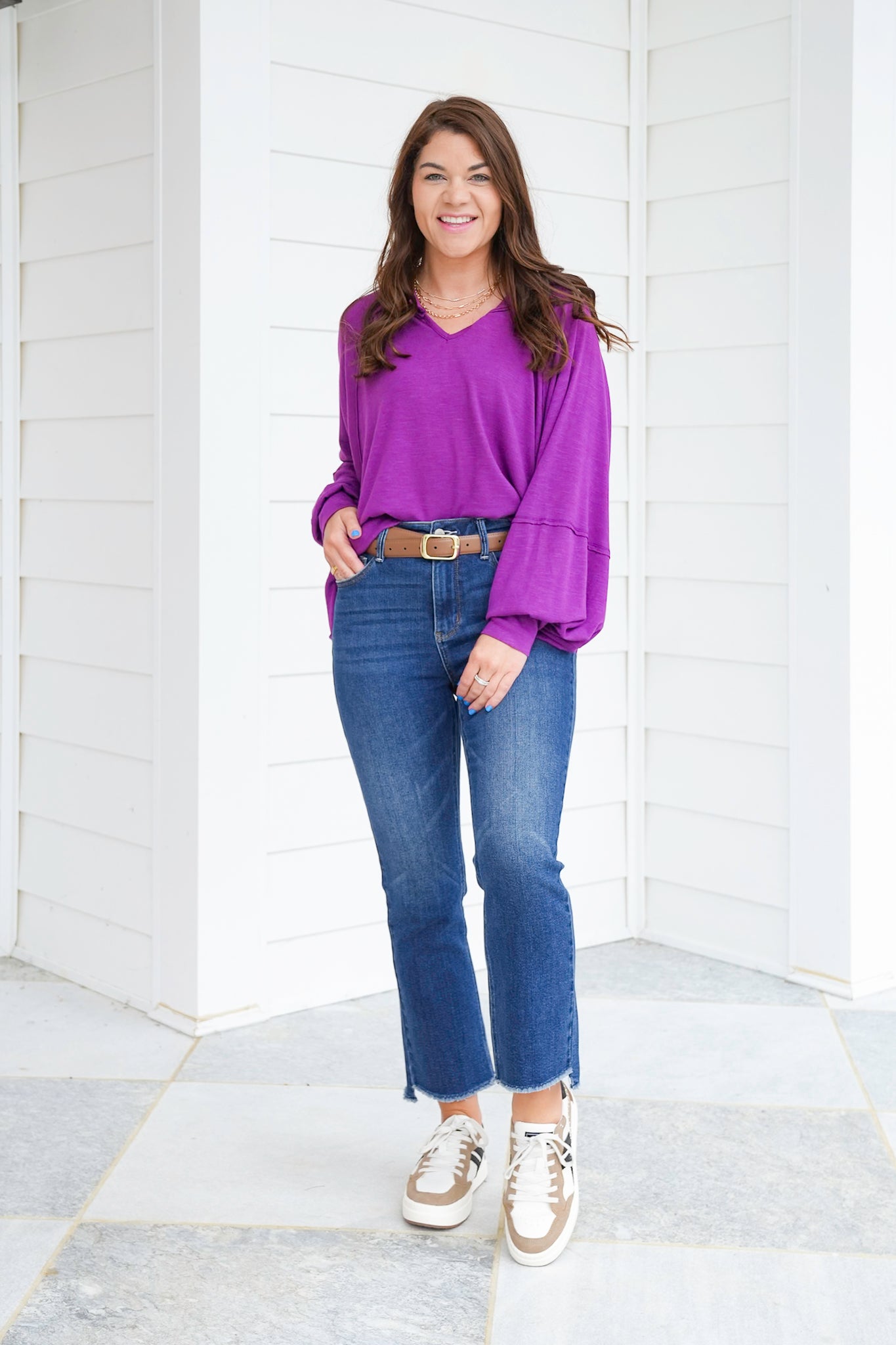 Door Buster! Plus/Reg Long Sleeve V Neck Tunic Top