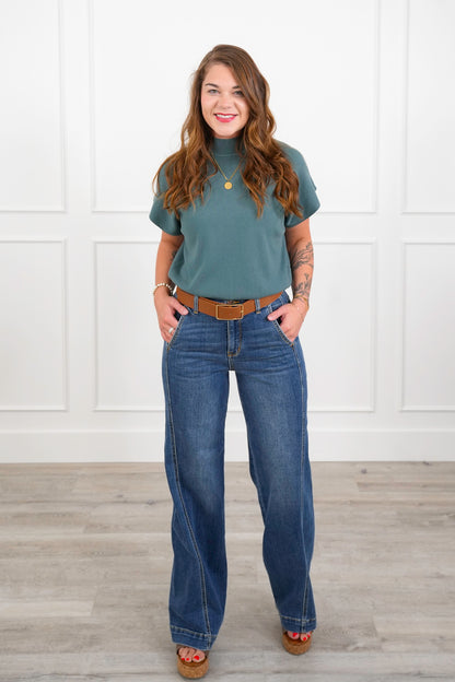 Door Buster! Zenana Mock Neck Short Dolman Sleeve Sweater