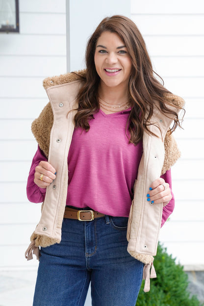 Door Buster! Plus/Reg Long Sleeve V Neck Tunic Top