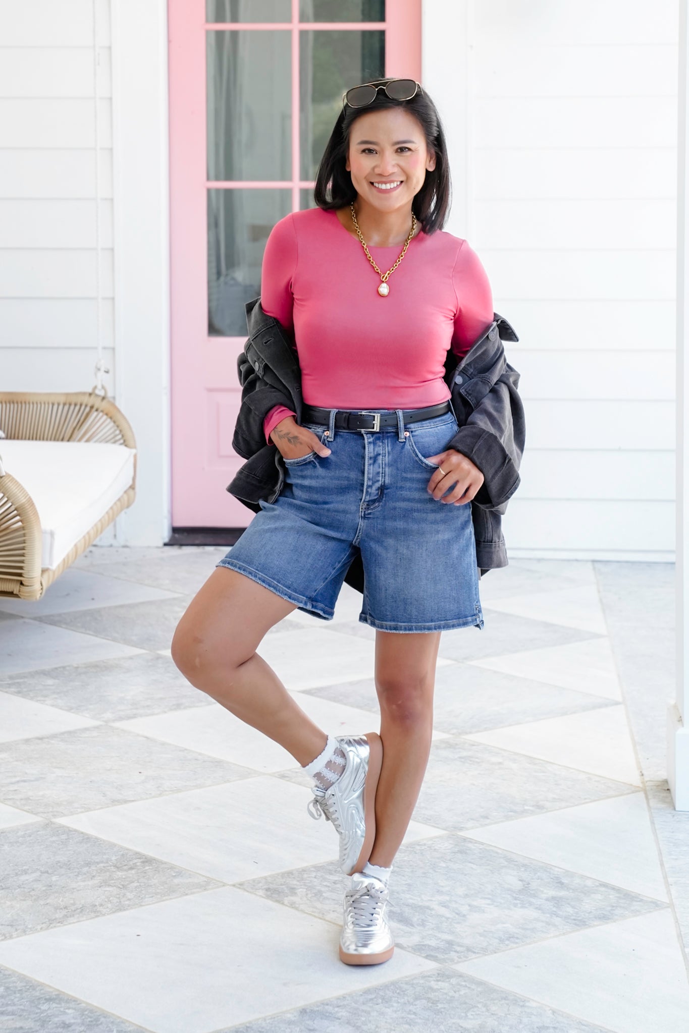 Solid Long Sleeve Round Neck Double Layered Top