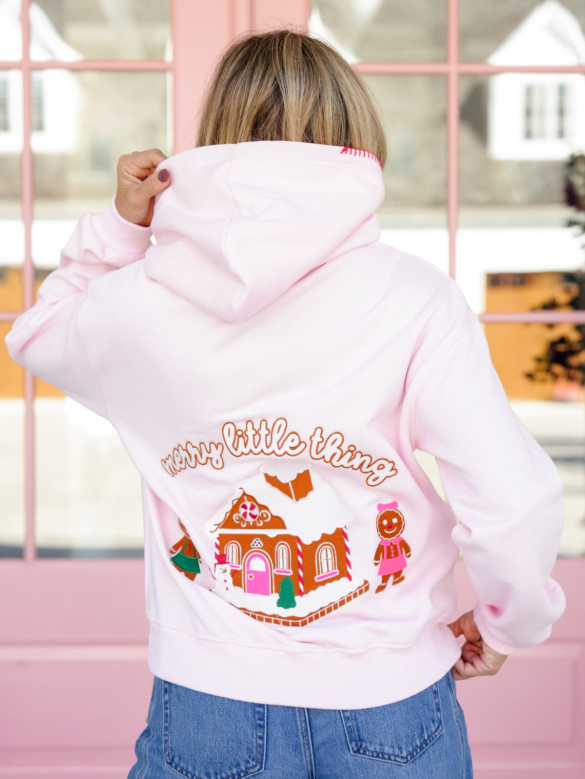 Long Sleeve "Merry Little Thing" Gingerbread Pullover Hoodie