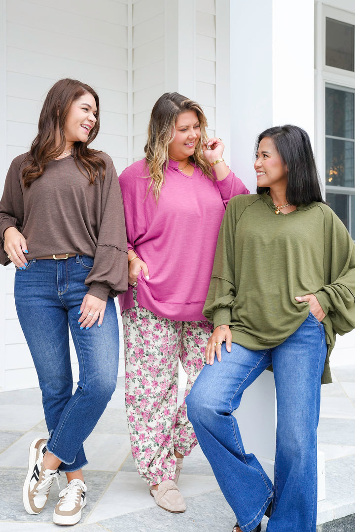 Door Buster! Plus/Reg Long Sleeve V Neck Tunic Top