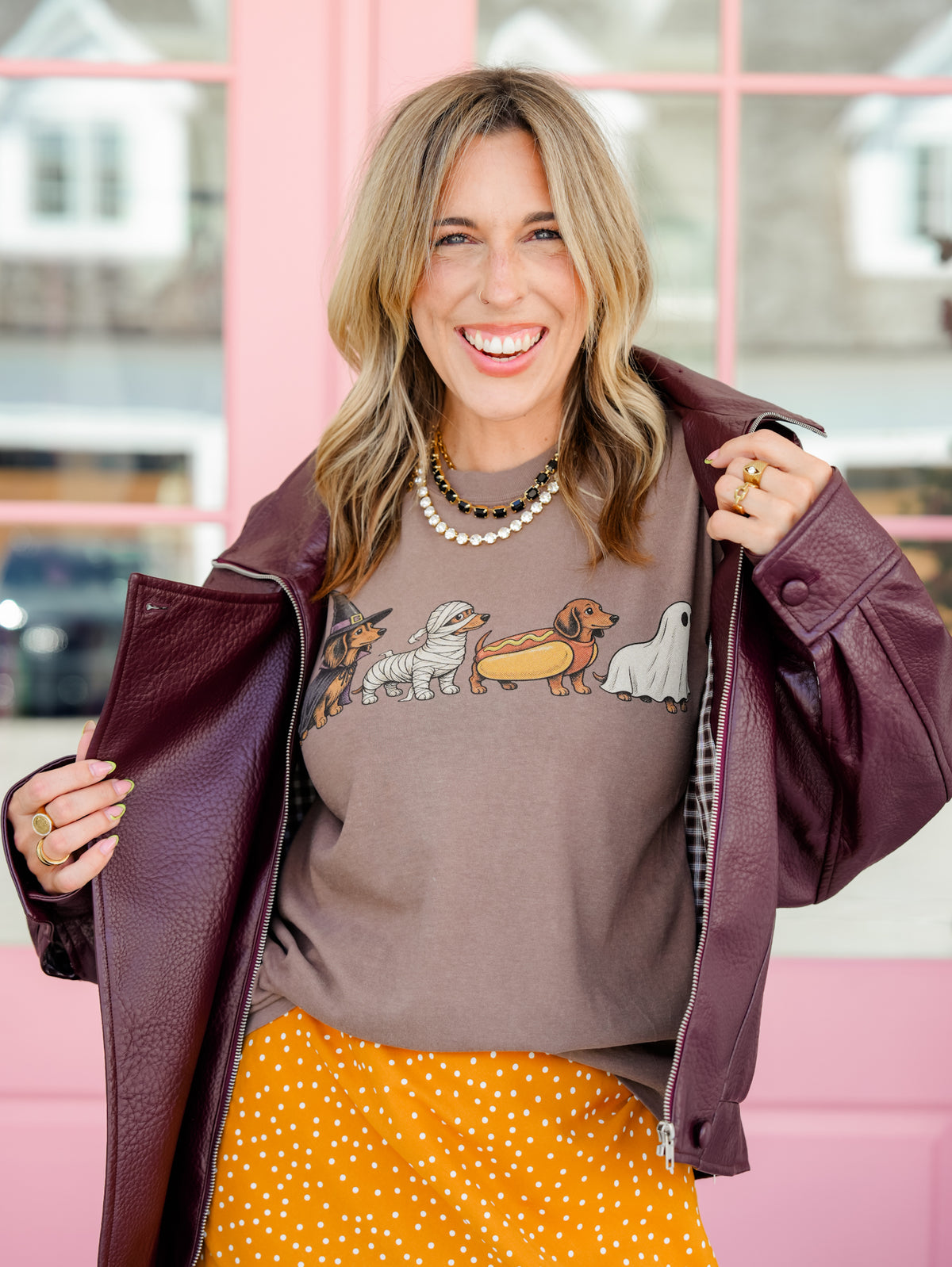 Plus/Reg Short Sleeve Halloween Dachshund Graphic Tee - Freckled Poppy