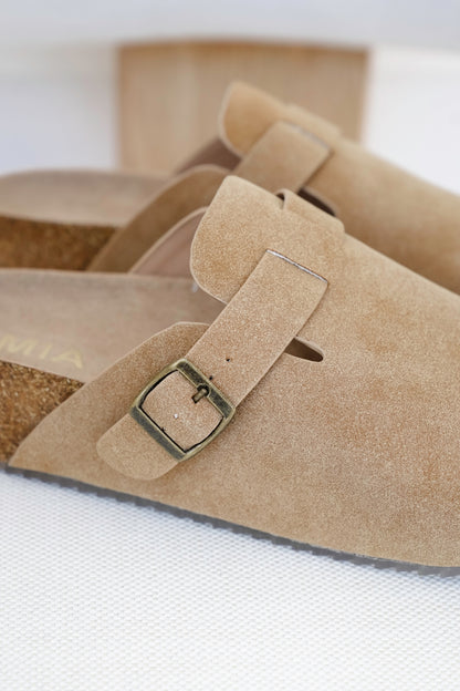 MIA Chunky Platform Suede Clog with Adjustable Buckle Strap