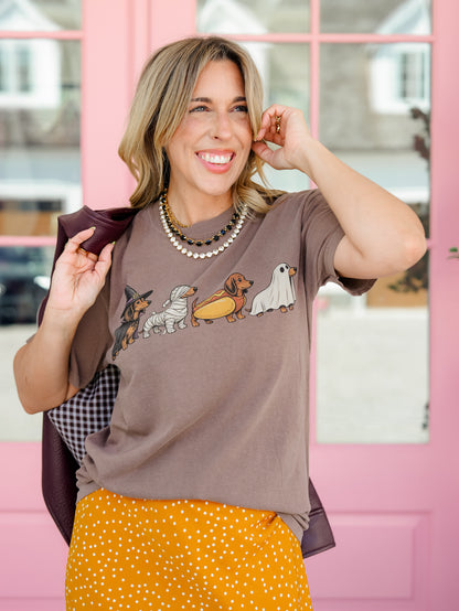 Plus/Reg Short Sleeve Halloween Dachshund Graphic Tee