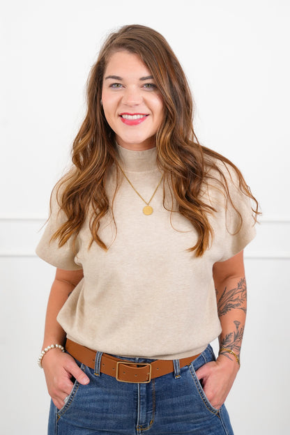 Door Buster! Zenana Mock Neck Short Dolman Sleeve Sweater