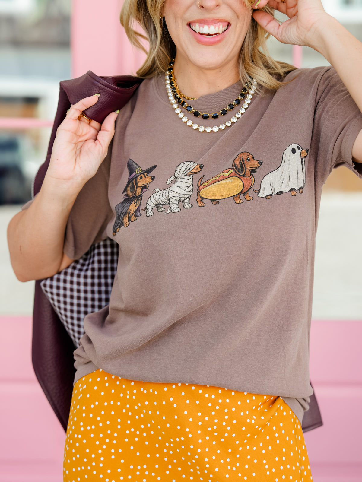 Plus/Reg Short Sleeve Halloween Dachshund Graphic Tee - Freckled Poppy