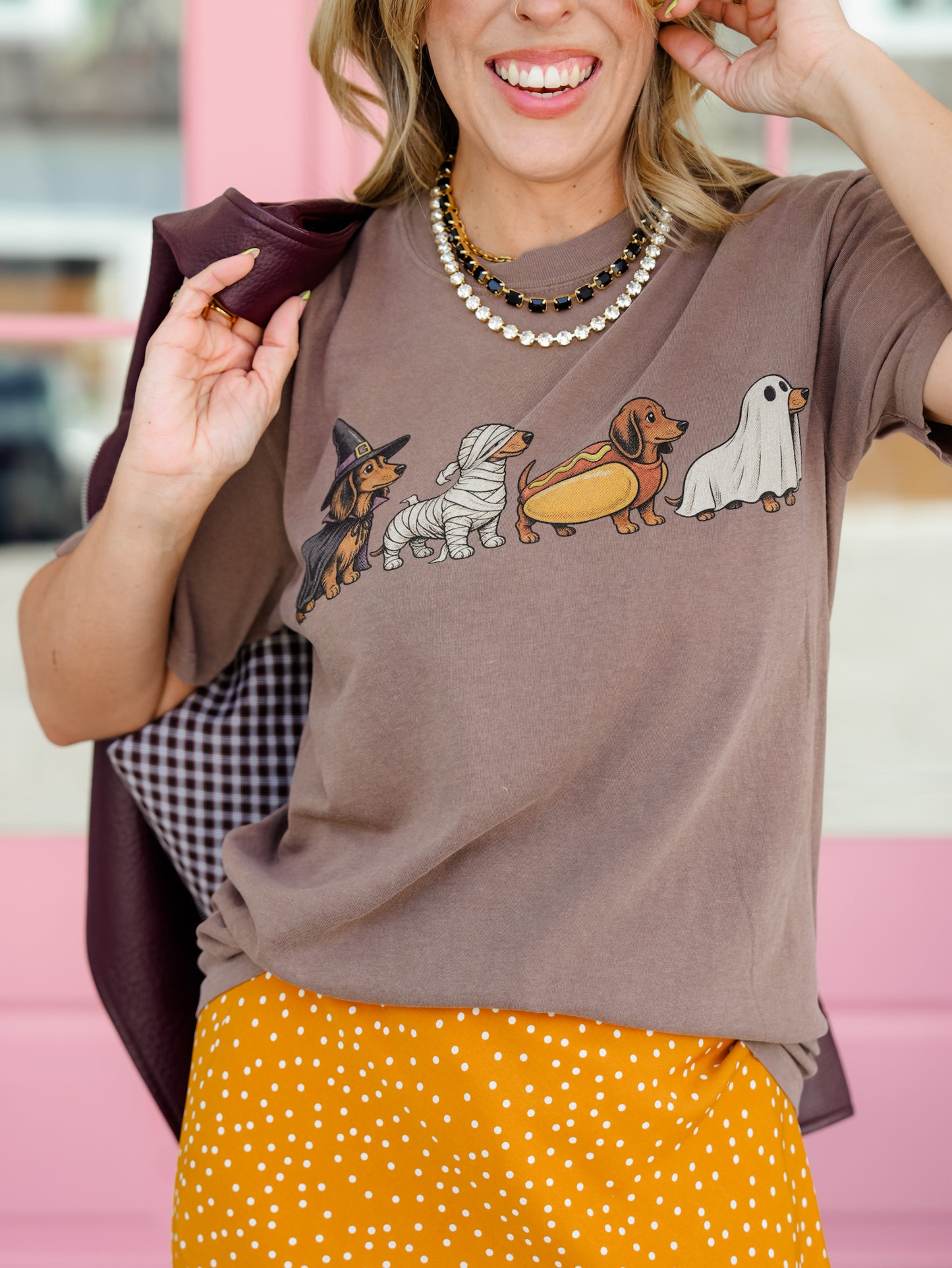 Plus/Reg Short Sleeve Halloween Dachshund Graphic Tee