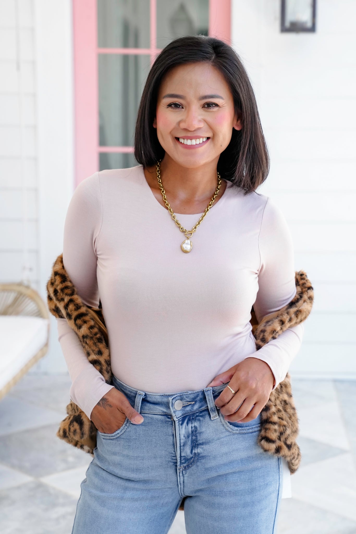 Solid Long Sleeve Round Neck Double Layered Top