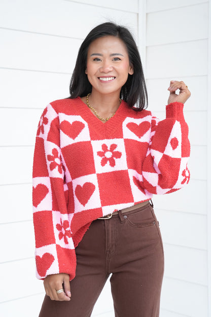 POL Long Sleeve V Neck Pullover Sweater Top