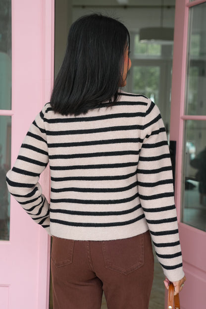 Stripe Long Sleeve Button Down Cardigan