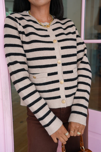 Stripe Long Sleeve Button Down Cardigan