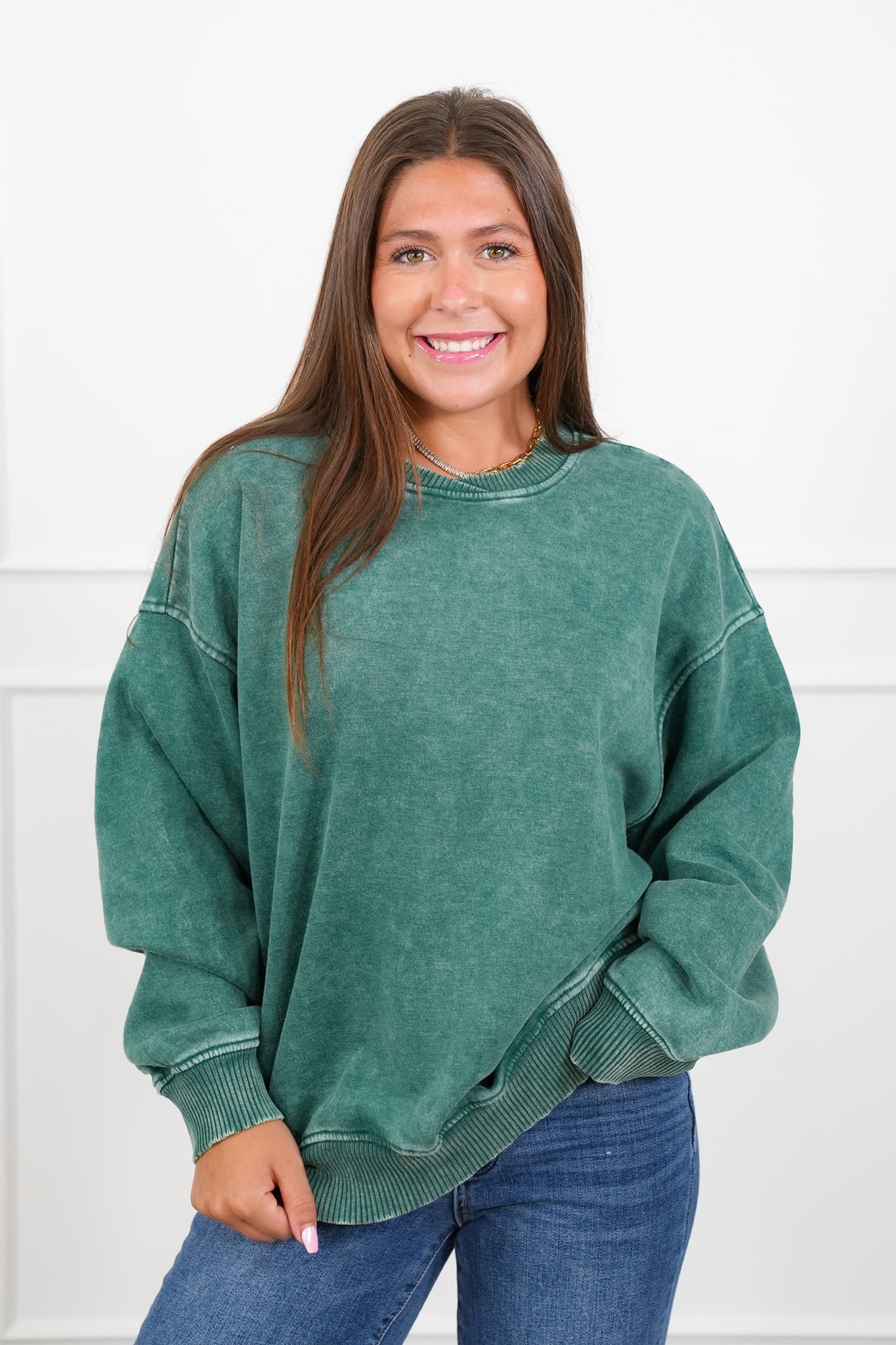 Door Buster! Plus/Reg Zenana Acid Wash Oversized Fleece Pullover
