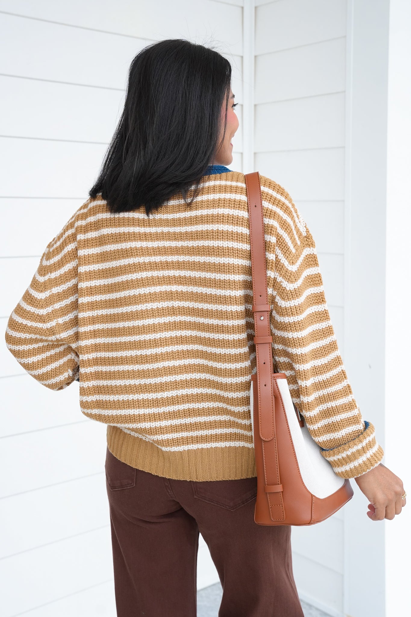 Stripe Long Sleeve Button Down Cardigan