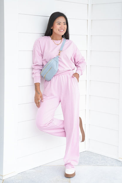 Mineral Wash Long Sleeve Top and Pants Set