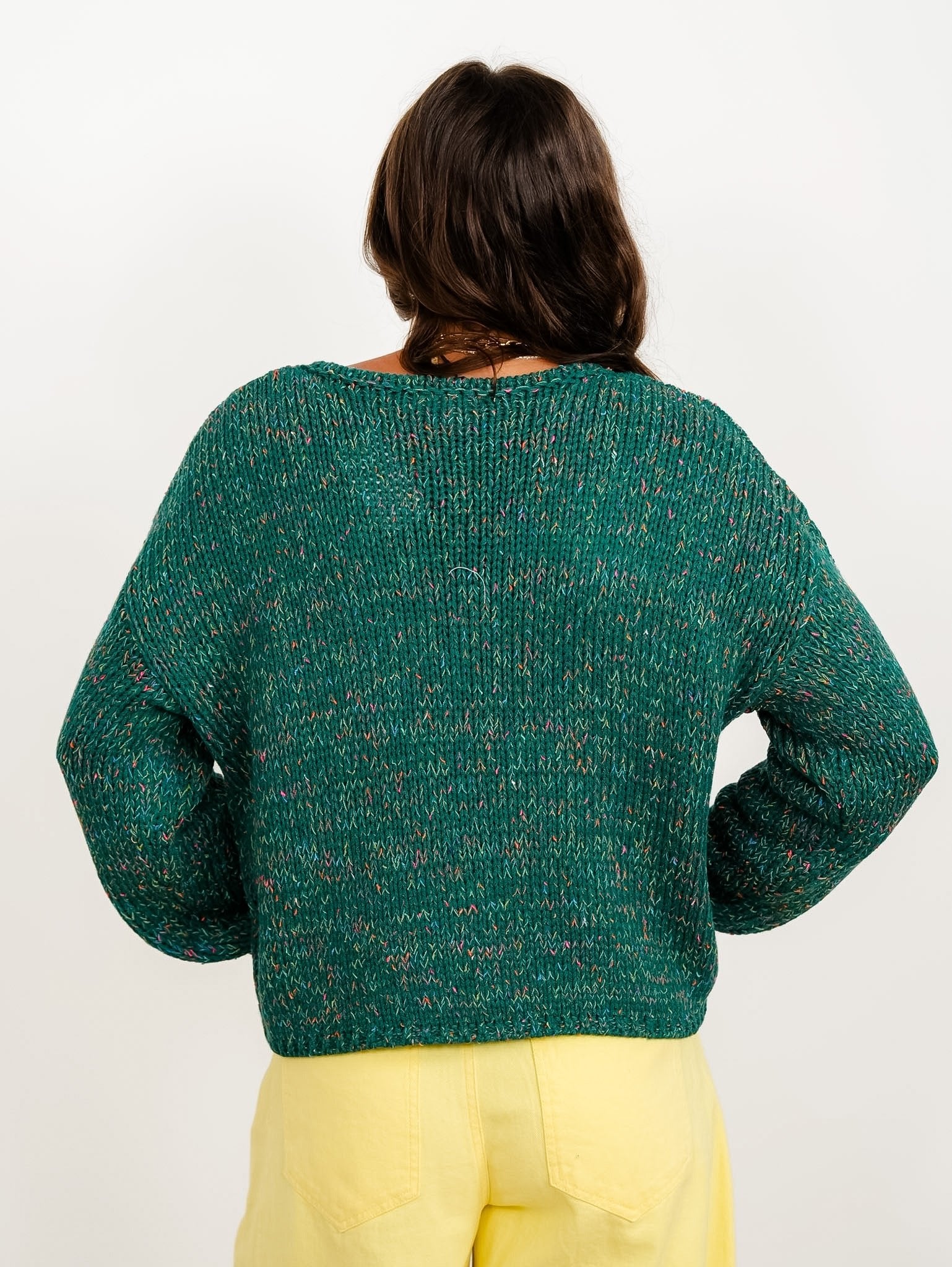 Teal Confetti Long Sleeve Pulllover Sweater - Freckled Poppy