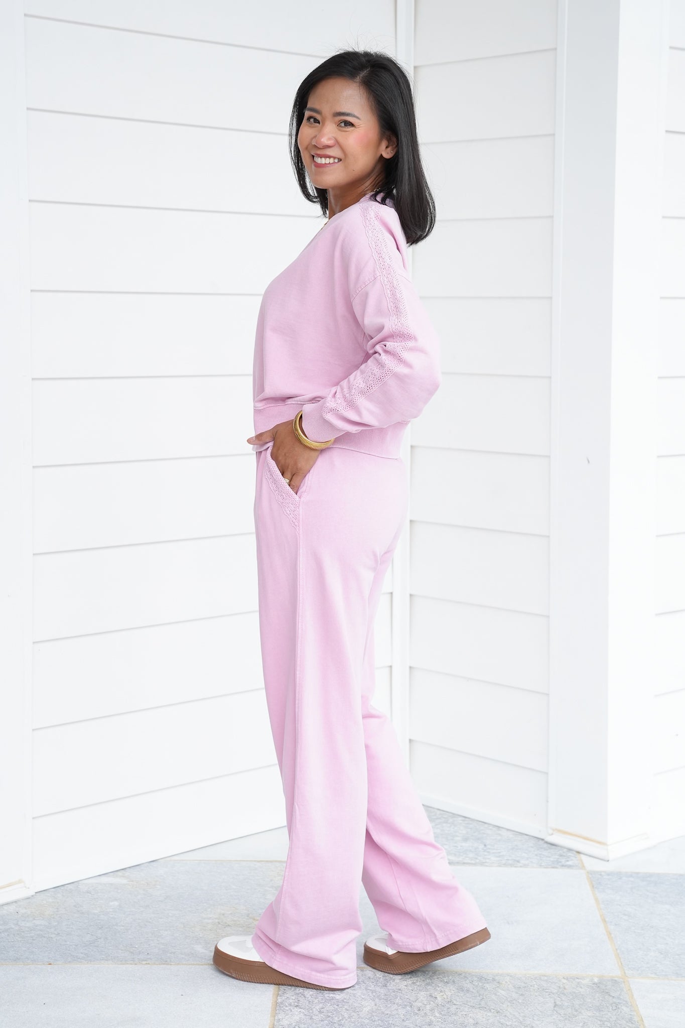 Mineral Wash Long Sleeve Top and Pants Set