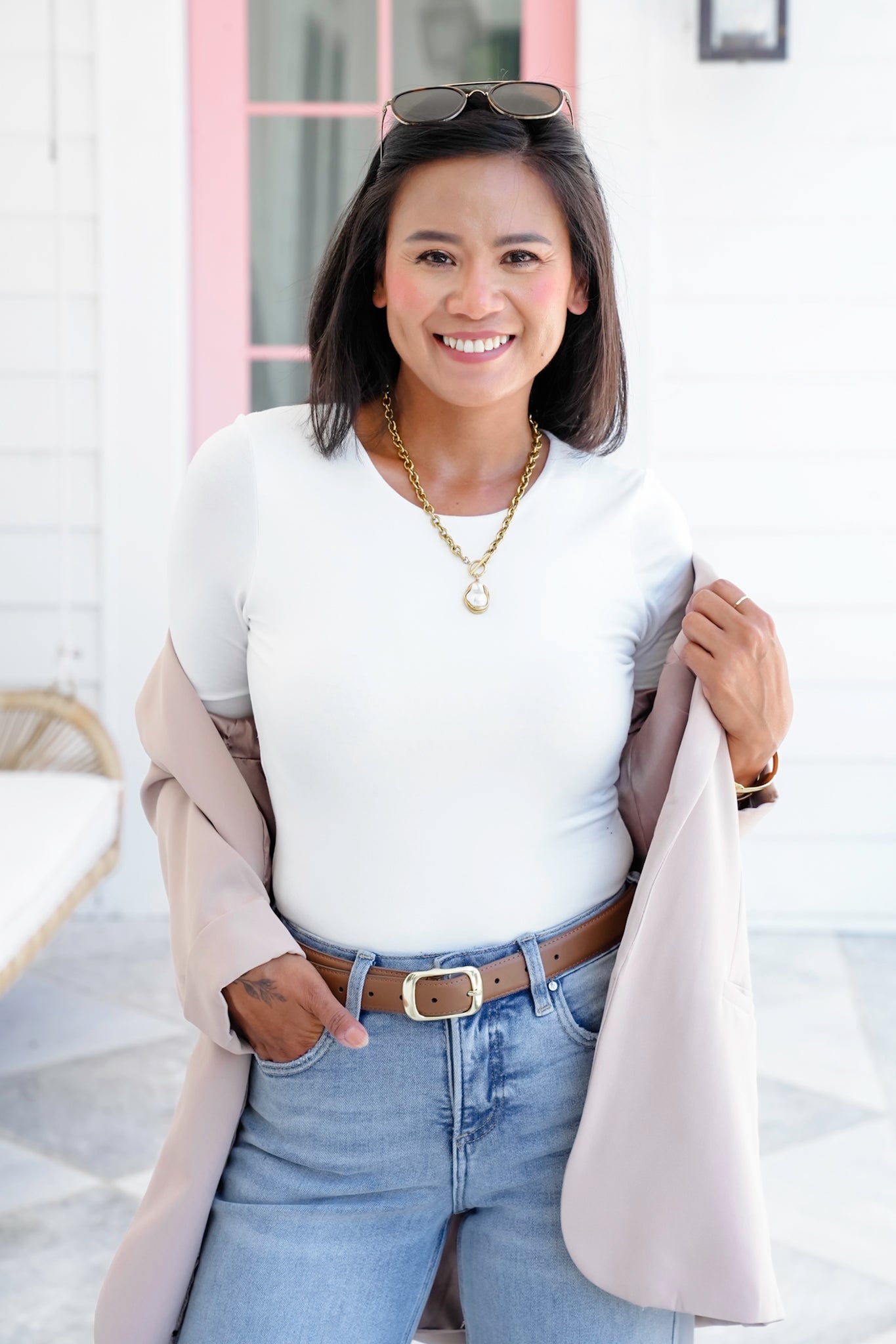 Solid Long Sleeve Round Neck Double Layered Top