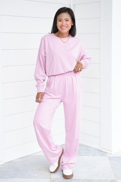 Mineral Wash Long Sleeve Top and Pants Set