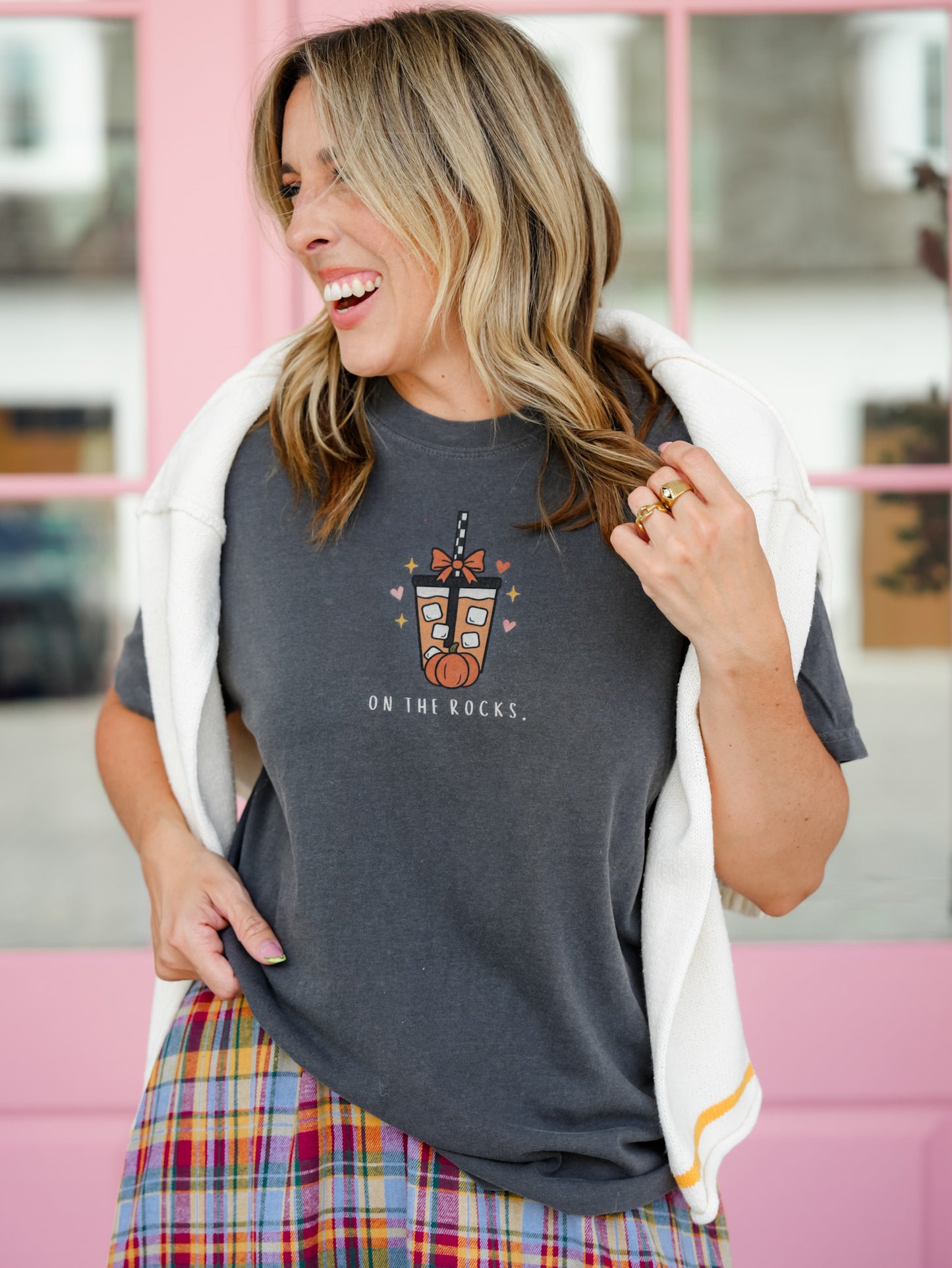 Plus/Reg Short Sleeve Pumpkin On The Rocks Graphic Tee - Freckled Poppy