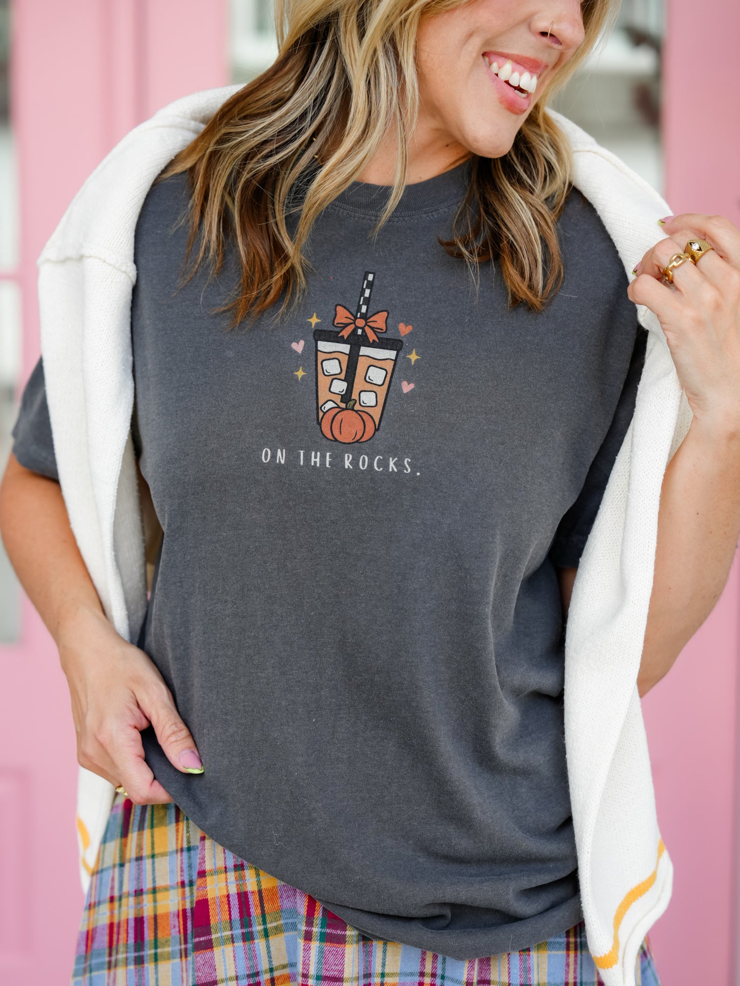 Plus/Reg Short Sleeve Pumpkin On The Rocks Graphic Tee - Freckled Poppy
