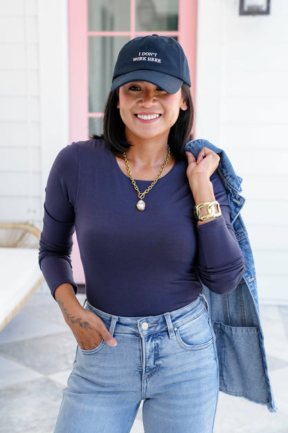 Solid Long Sleeve Round Neck Double Layered Top