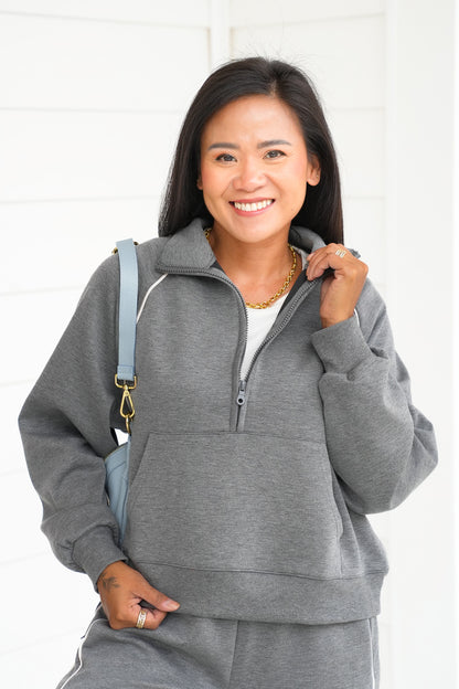 Solid Long Sleeve Half-Zip Top