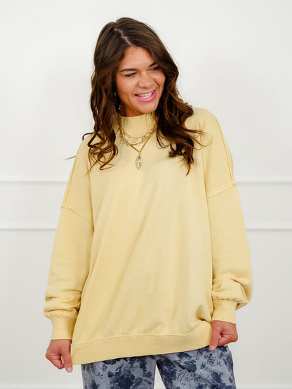Mineral Wash Long Sleeve Mock Neck Sweatshirt
