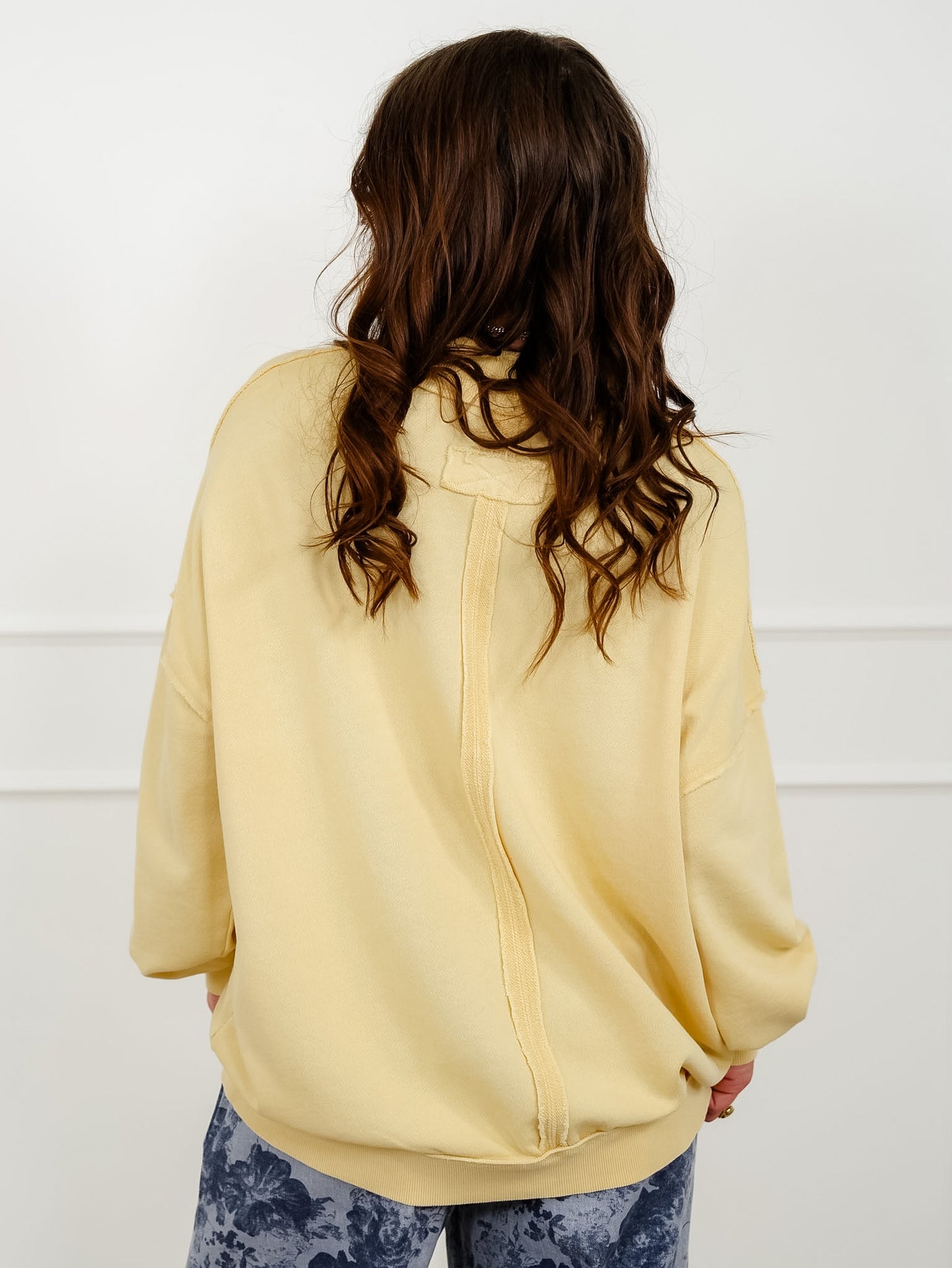 Mineral Wash Long Sleeve Mock Neck Sweatshirt