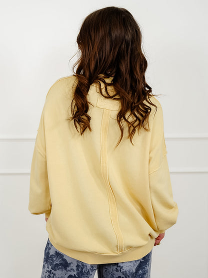 Mineral Wash Long Sleeve Mock Neck Sweatshirt