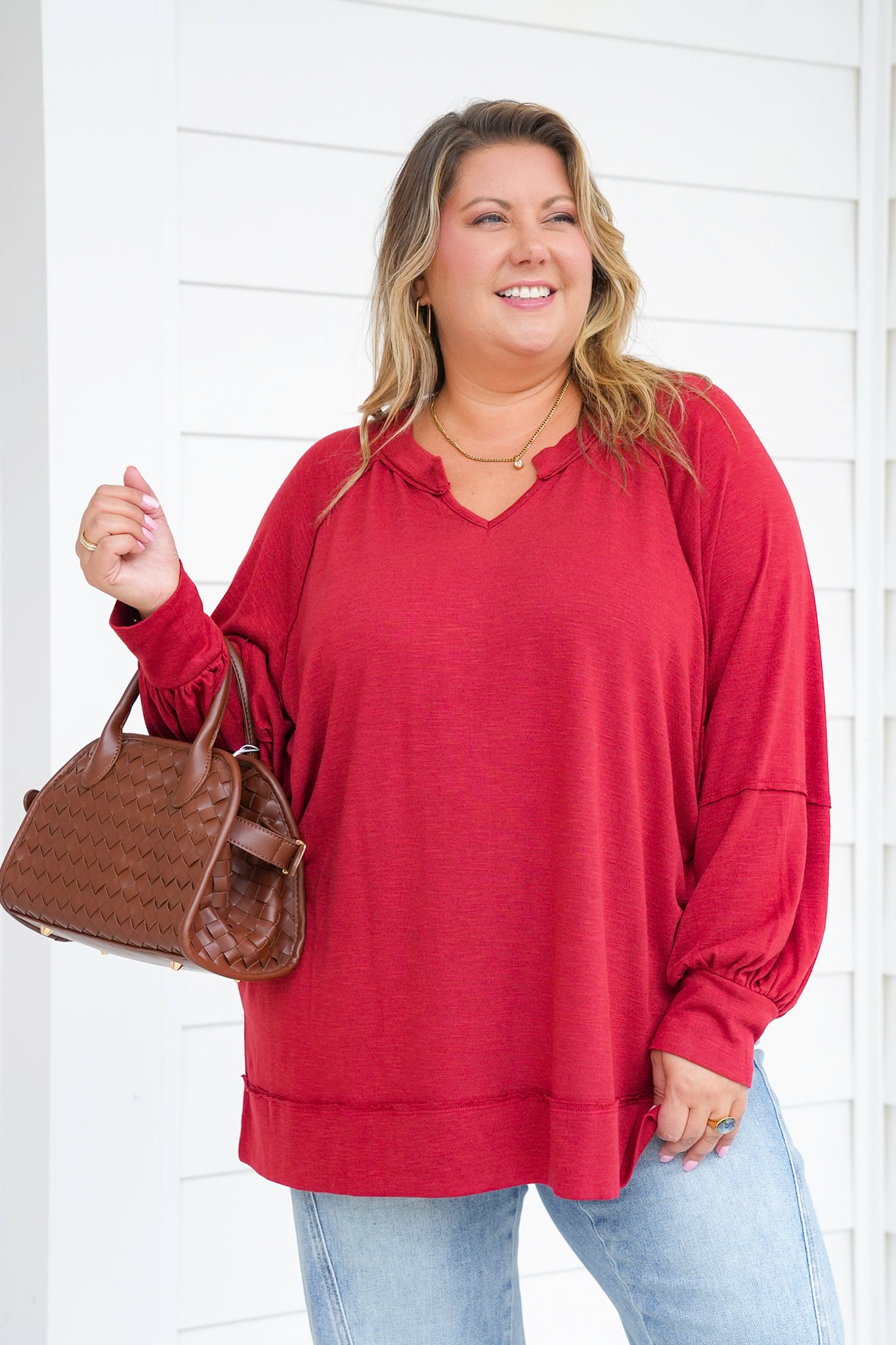 Door Buster! Plus/Reg Long Sleeve V Neck Tunic Top