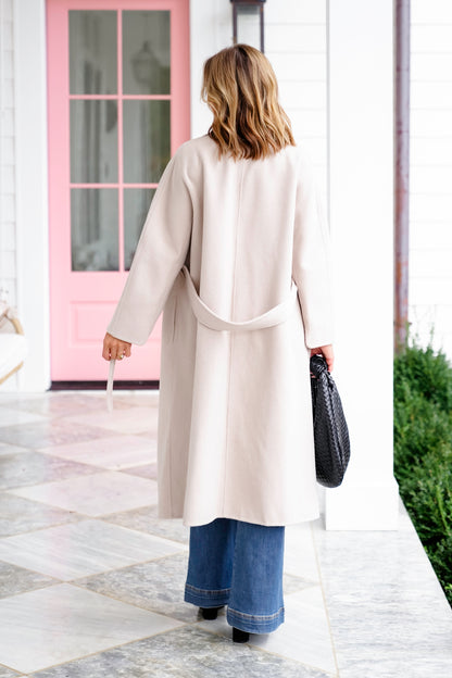 Wool Blend Long Sleeve Trench Coat